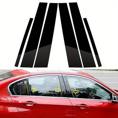 6 st För BMW 3-serien E90 2005 2006 2007 2008 2009 2010 2011 2012 Blanksvart Stolpposter Dörrsida Formningspanel Klistermärke Kåpa