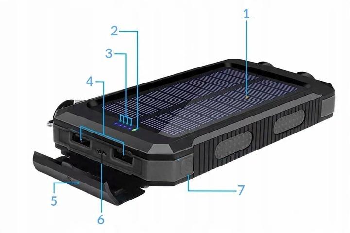 Power Bank Ładowarka Solarna 2Xusb Turystyczna+Etui Wodoodporne Na Telefon