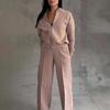 2024 Autumn/Winter Women's Casual Two-Piece Set: Zipper Jacket & Wide-Leg Pants