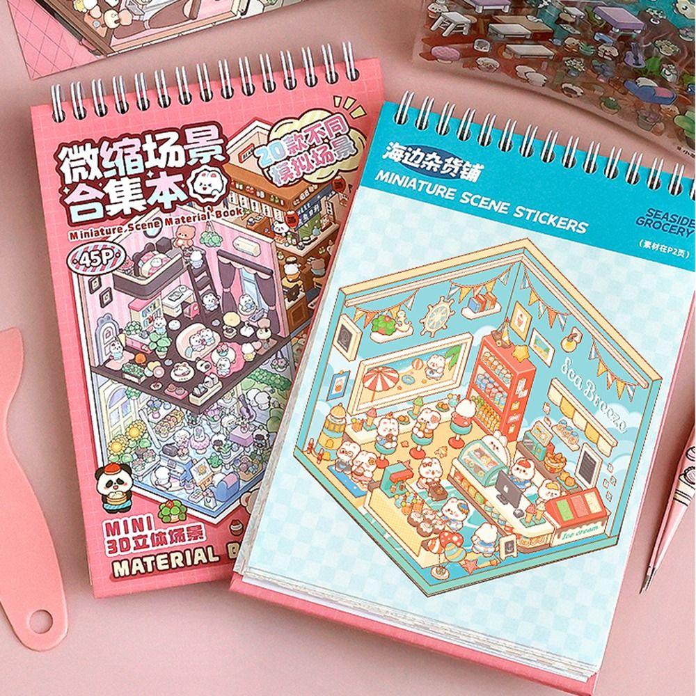 20in1 Landscape Sticker Book DIY Miniature Scene Scrapbook Kit 3D Stickers Scene Set  Girl