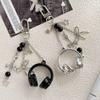 Gothic Headphone Silver Metal Star Bow Beaded Tassel Charm Trendy Aesthetic Bag Pendant For Teen Girls Best Friend Bag Charm