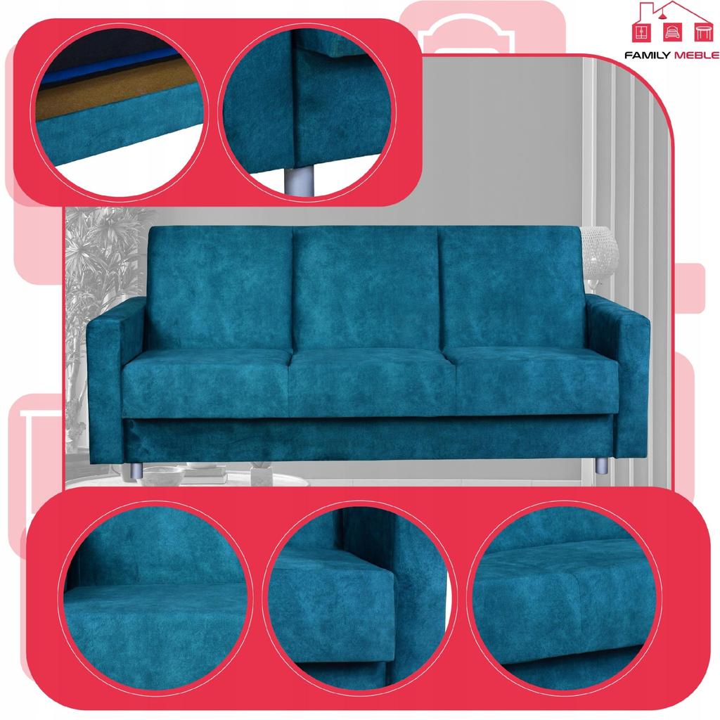 Ecksofa Alicja mit Hocker Sofa Couch ausklappbar Family Möbel blau