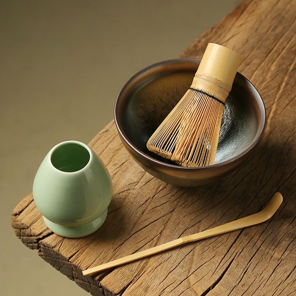 Ichiyo Ichie Matcha Set, a 3-Piece Set for Tea Ceremony, Includes Bamboo Chasen (Tea Whisk), 100-Standing Chasen (Chasen), Chashaku (Chasen