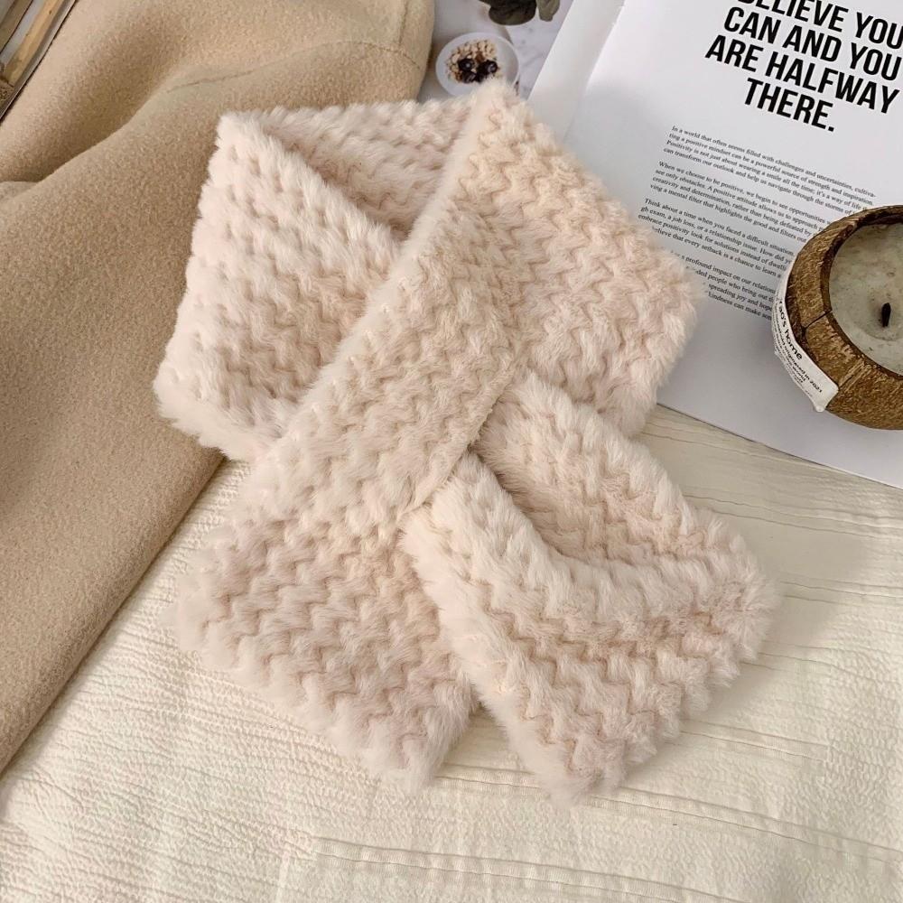 Soft Cross Scarf Thickened Winter Scarves Elegant Knitted Neckerchief  Outdoor