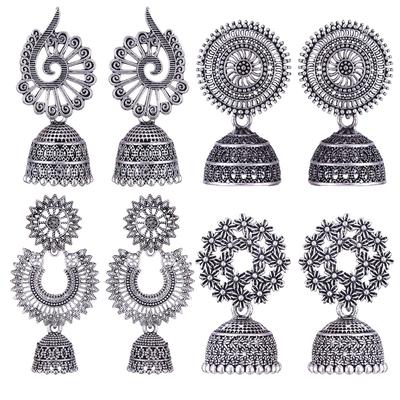 Earrings for Women Fashion Jhumka Oxidised Silver Earrings for Women Combo Chandbali Pearl Chandbali Stylish Jhumkas