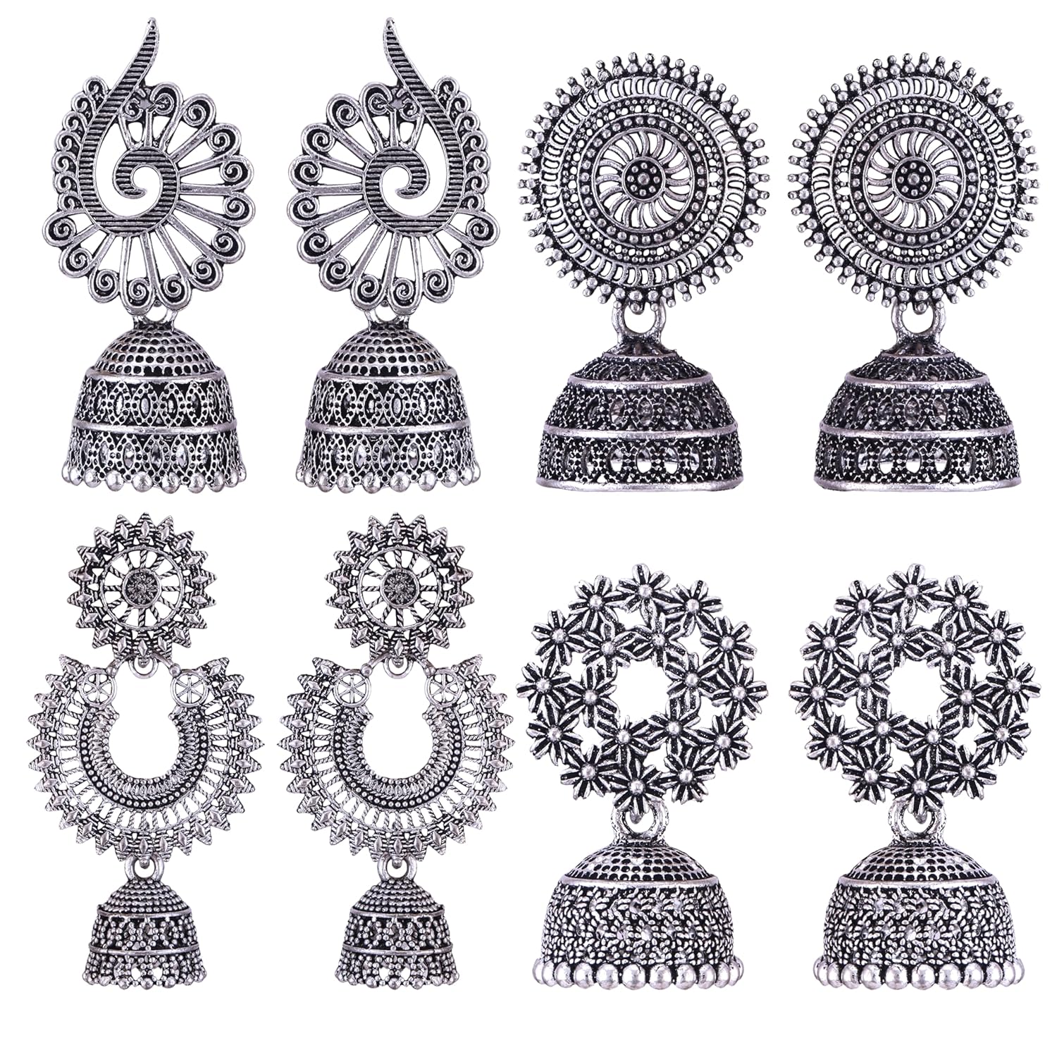 Серьги для женщин модные джумки окисленное серебро серьги для женщин комбо чандбали жемчуг чандбали стильные джумки Onesize