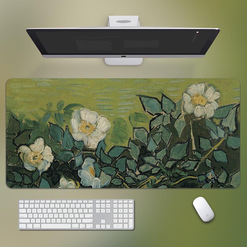 Gogh Oil Painting Van Landscape Mouse Pad Extra Large Nonslip Desk Mat With Precision Stitched Edges