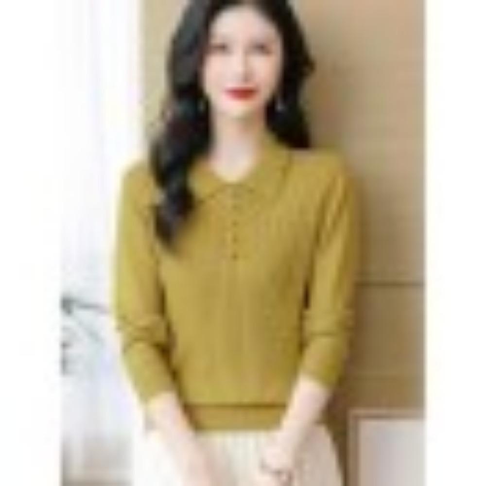 

Молодежный вязаный свитер с бисерным лацканом, женский, осенний, новый стиль, стильный свободный свитер, модный базовый слой, легкий топ one size жёлтый