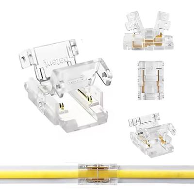 COB Mini Led Light Strip Wire Connectors 2 Pin Connection SolderlessCOB 8mm LED Strip To Strip Wire Connector