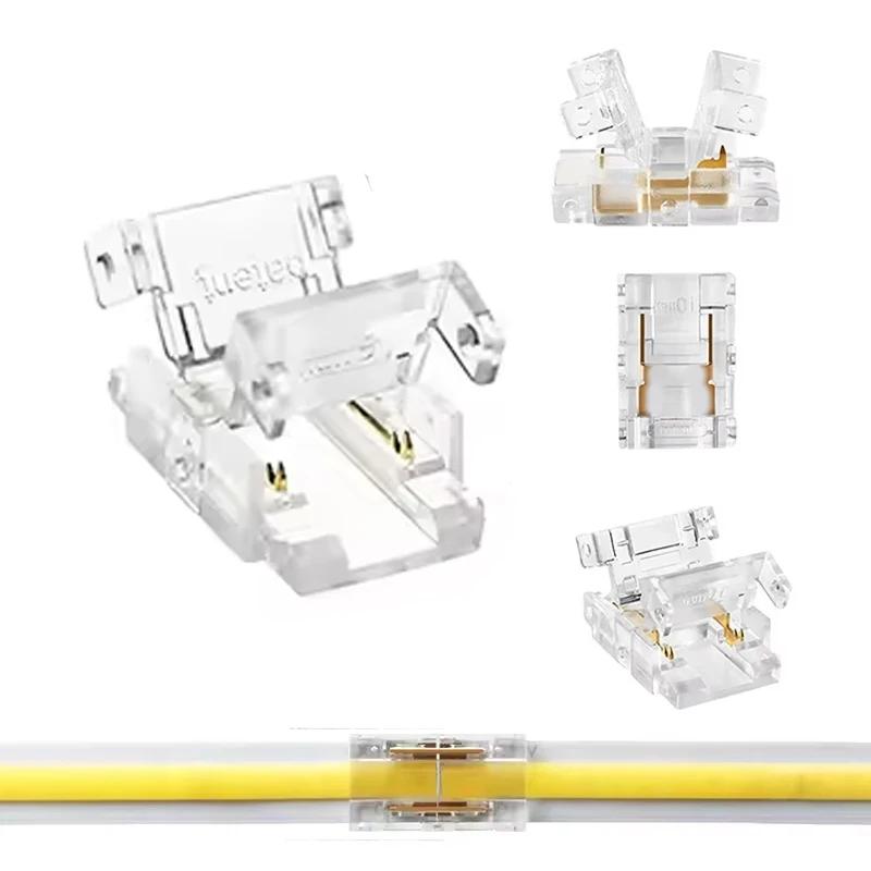 COB Mini Led Light Strip Wire Connectors 2 Pin Connection SolderlessCOB 8mm LED Strip To Strip Wire Connector