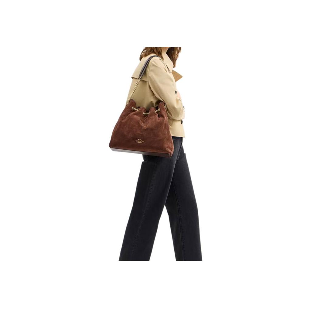 Coach Evelyn 36 Logo Classic Leather Shoulder Bag Large Women bags Brown CCZ83-IMYEF
