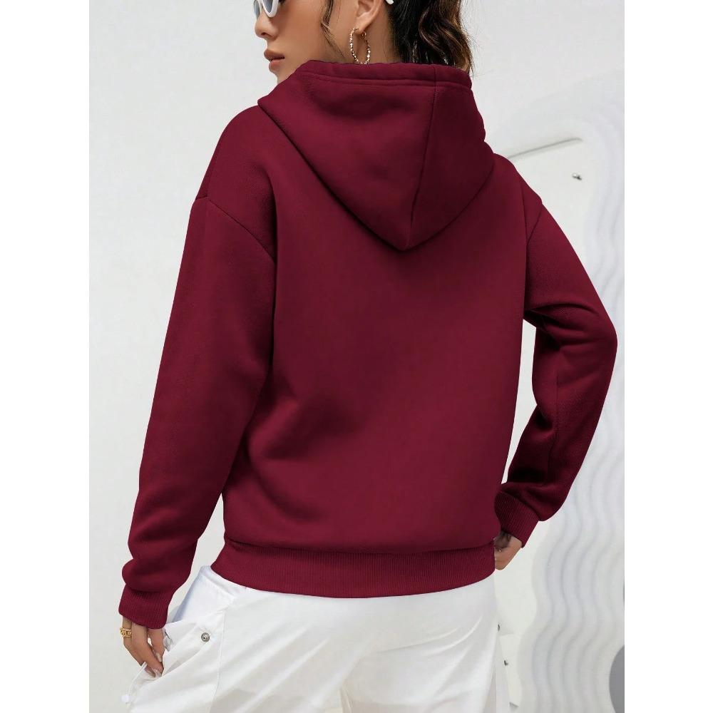 Solid Color Casual Hoodie For Female Pocket Creative Hoody All-Match Street Clothes Womens Fleece Unisex Pullovers