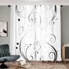 2PCS Digital Printed Curtains, Ink Scroll Pattern Pattern, Artistic Pattern Window Drapes for Living Room Bedroom Decor