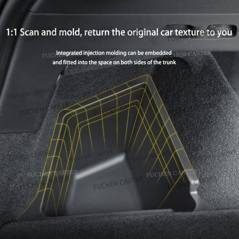 Car Trunk Side Storage Box For Tesla New Model Yl Launch Cover Plate Organizer Car Trunk Side Storage Box Refit Accessories