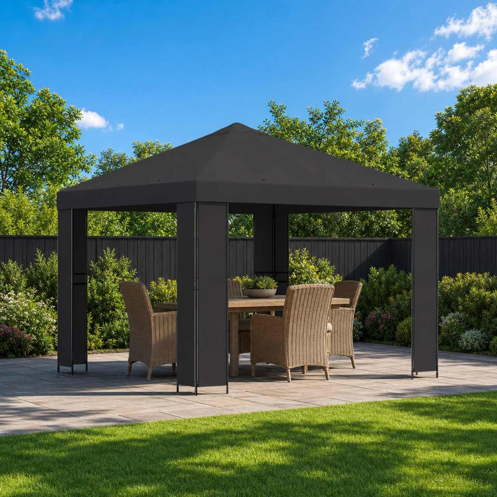 Gazebo 3 X 3 M Anthracite Polyester and Steel 190 Gsm