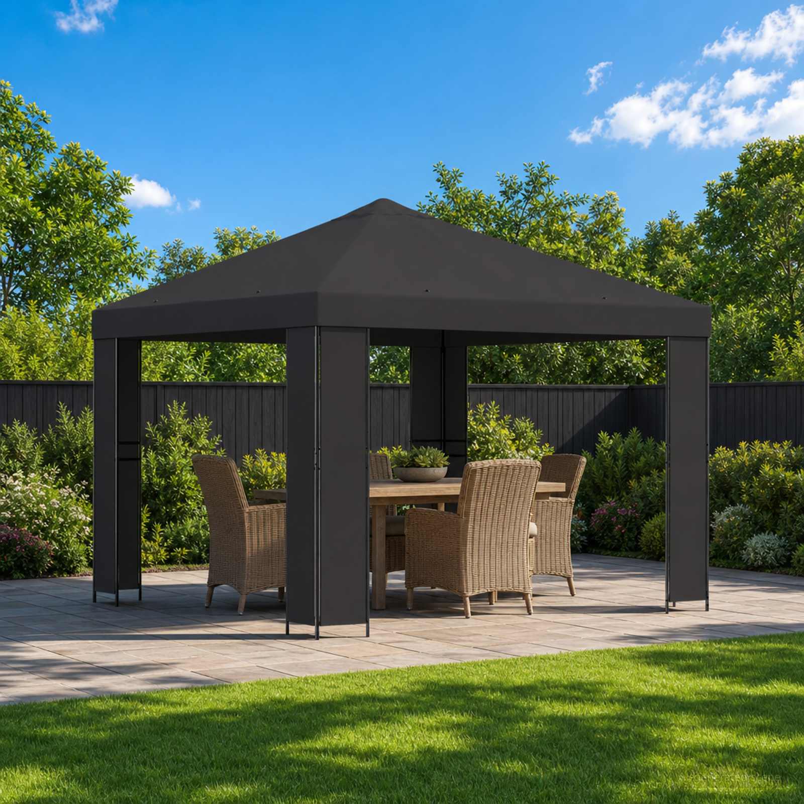Gazebo 3 x 3 m Antracite Poliéster e Aço 190 g/m²
