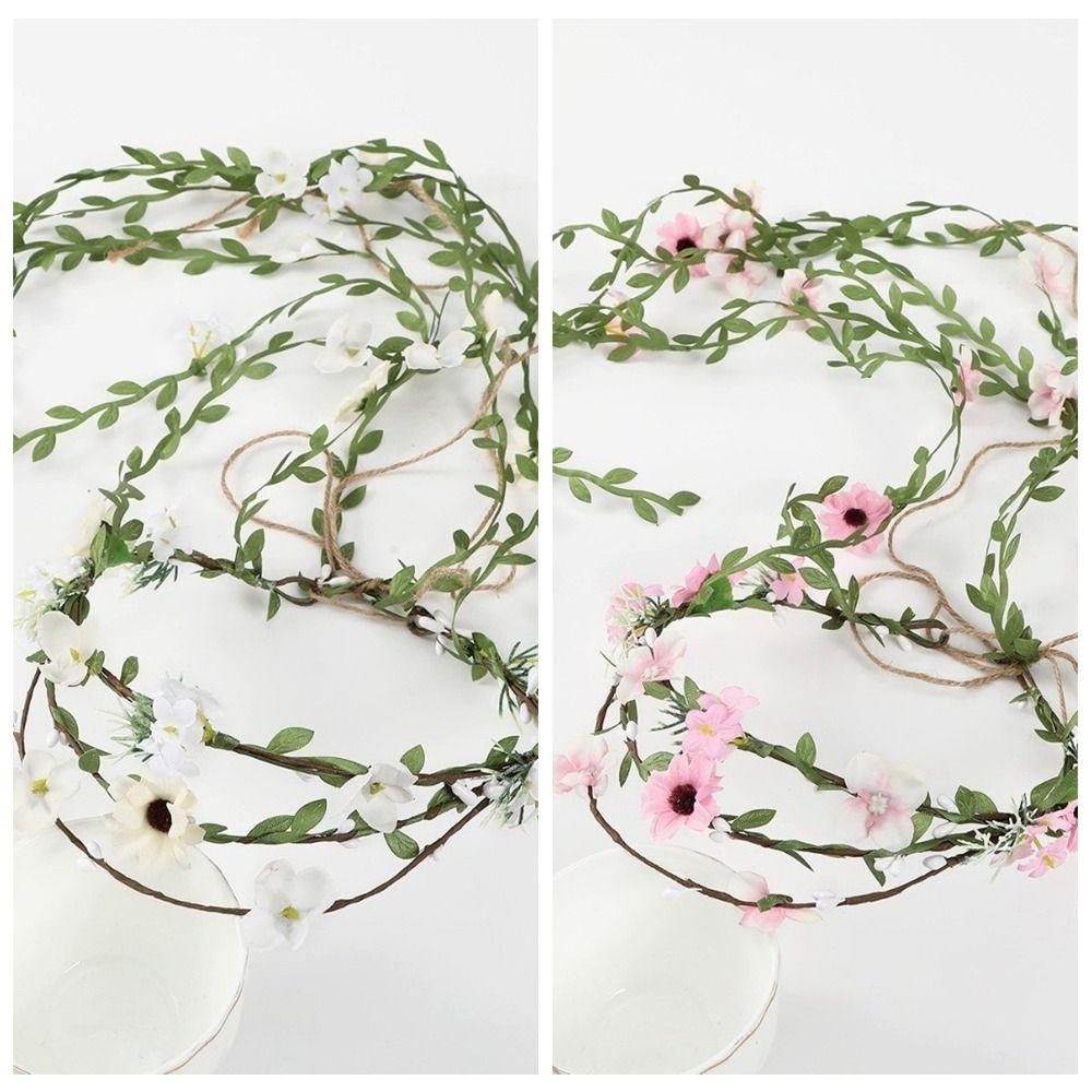 Simulation Flower Floral Garland White Bridal Crown Fairy Flower Headband Wedding Party