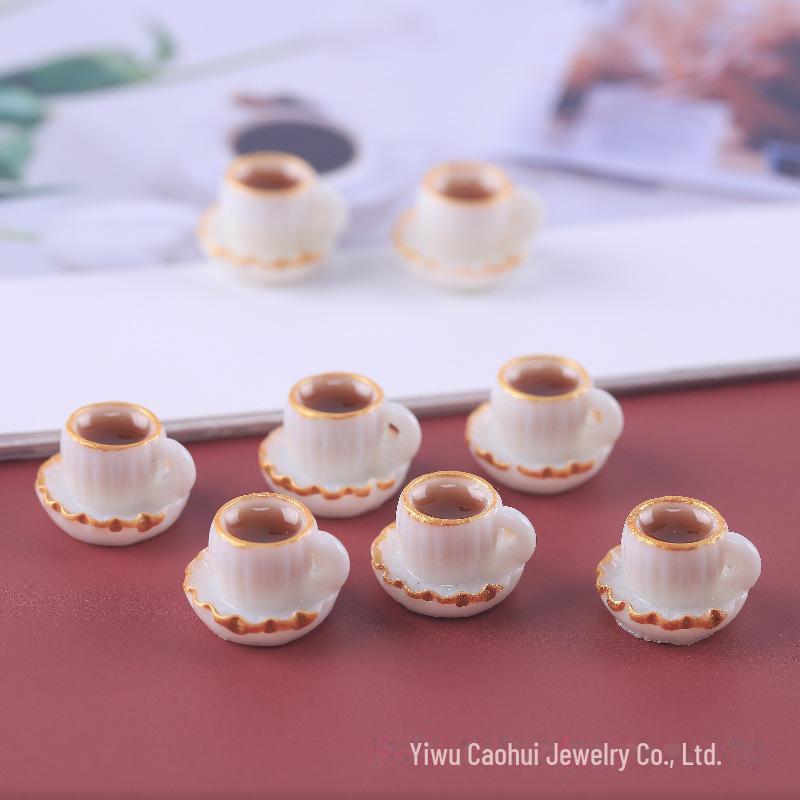 Miniature Coffee Cup Resin Keychain Ornament for Dollhouse & DIY Projects
