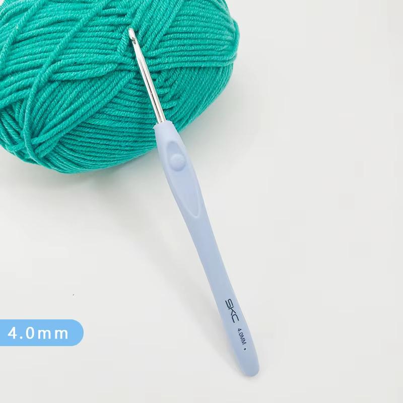 1pc 1.5-6mm Blue Crochet Hook Soft Plastic Handle Aluminum Knitting Needle for Women Adults Kids Children Beginners