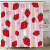 Kawaii Strawberry Shower Curtain For Bathroom Decor, Cute Pink Fruit Shower Curtain Waterproof Fabric Bath Curtain With Hooks