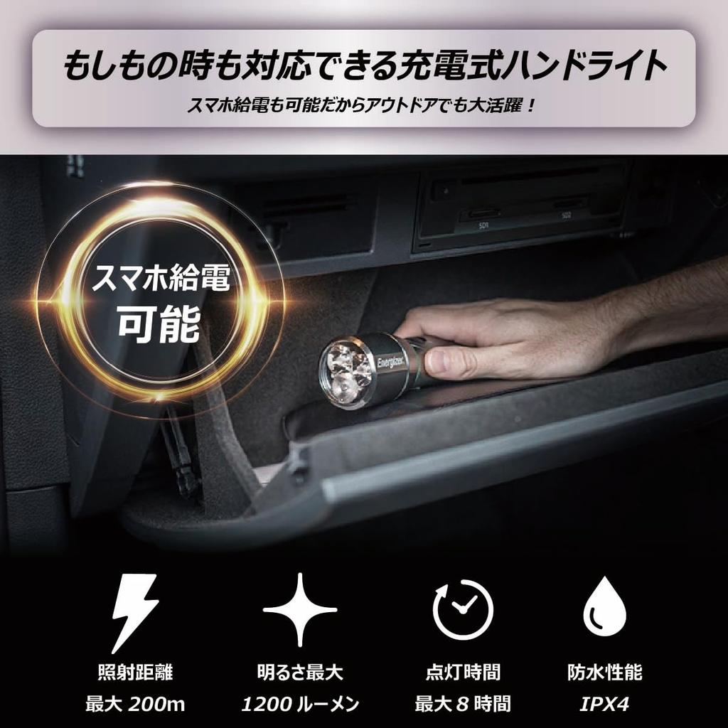 Energizer LED Light, Rechargeable Metal Light with Power for Mobile Devices (Maximum 1200lm Brightness / Up To 8 Hours of Run Time) PMHRL71