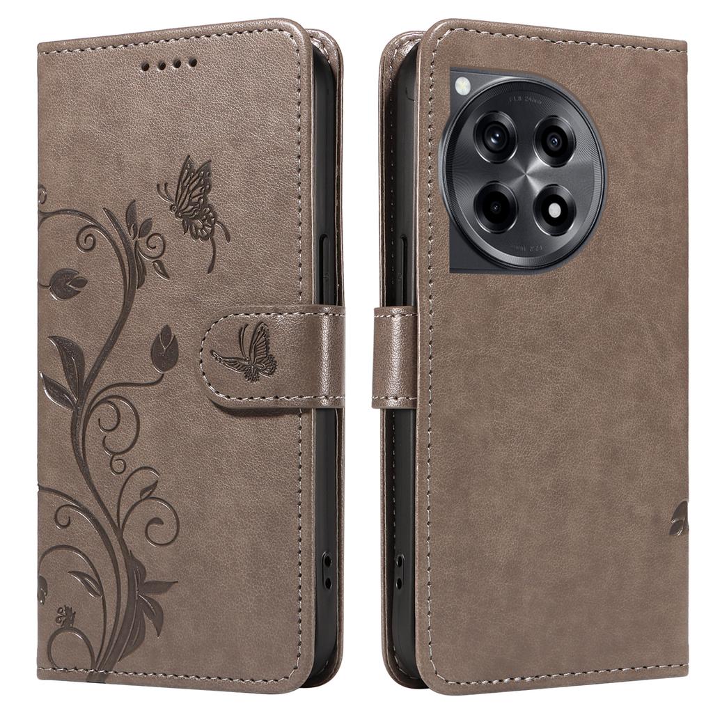 For OnePlus 12R 5G/Ace 3 5G PU Leather Cases Flower Pattern Wallet Stand Phone Cover with Strap