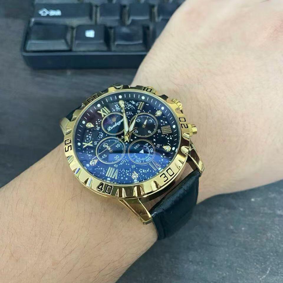 Top Military Man Wristwatch Waterproof Luminous Chronograph Leather Exquisite Watches Men Sports Quartz Watch