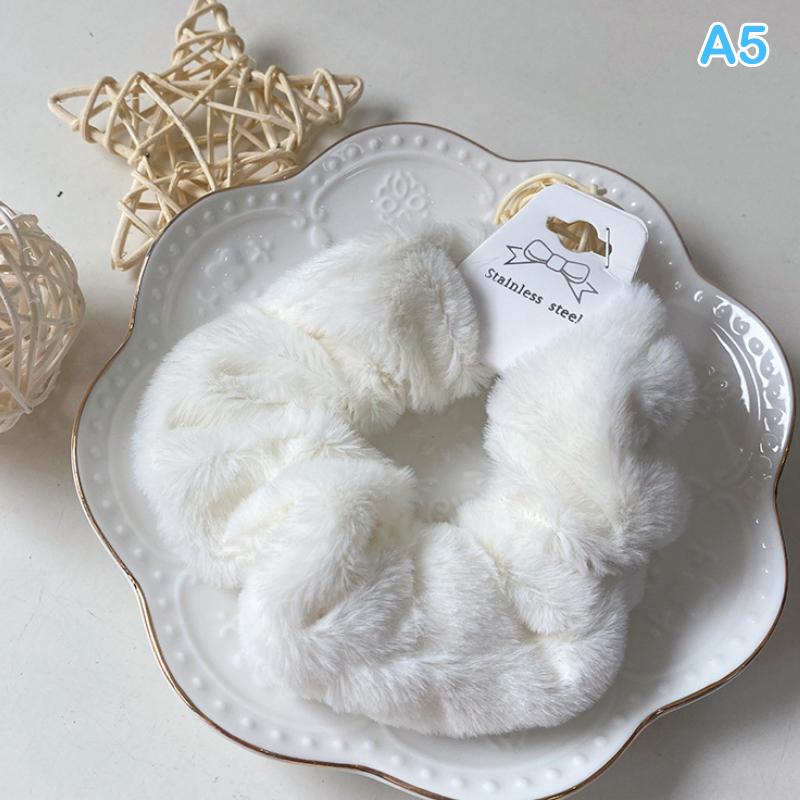 Winter Warm Soft Hair Scrunchies For Women Girls Cute Plush Elastic Hair Band Multicolor Rubber Band Hair Loop Hair Accessories
