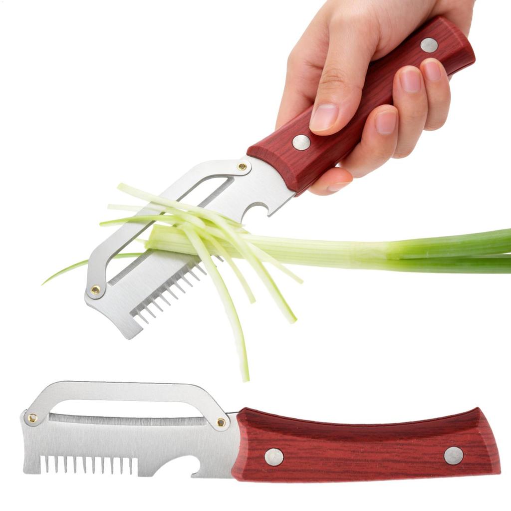 2pcs Stainless Steel Vegetable Peeler with Wooden Handle 3 in1 Fruit Potato Peeler with Bottle Opener Kitchen Peeling Tools