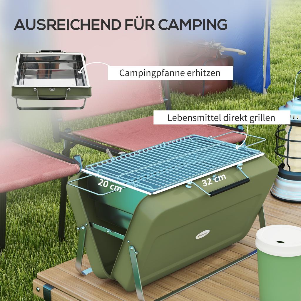 Metalen Geschikt-Stijl Draagbare Barbecue Grill - Groen