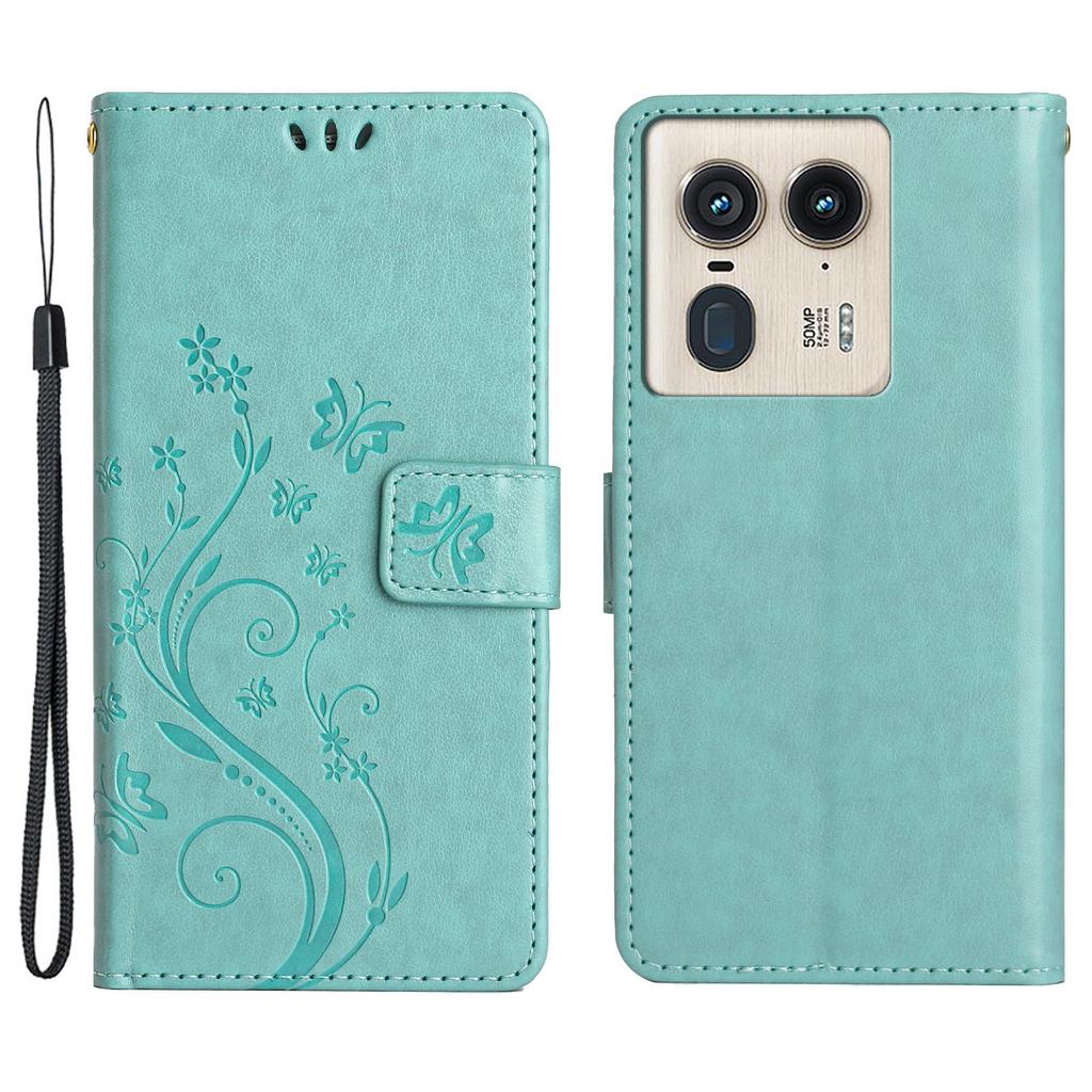 Für Motorola Edge 50 Ultra 5G/Moto X50 Ultra 5G Hülle Schmetterling Blume Lederhülle