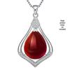 Elegant Silver-Plated Copper Necklace with Green Chalcedony Pendant – Fashionable Teardrop Pendant for Women