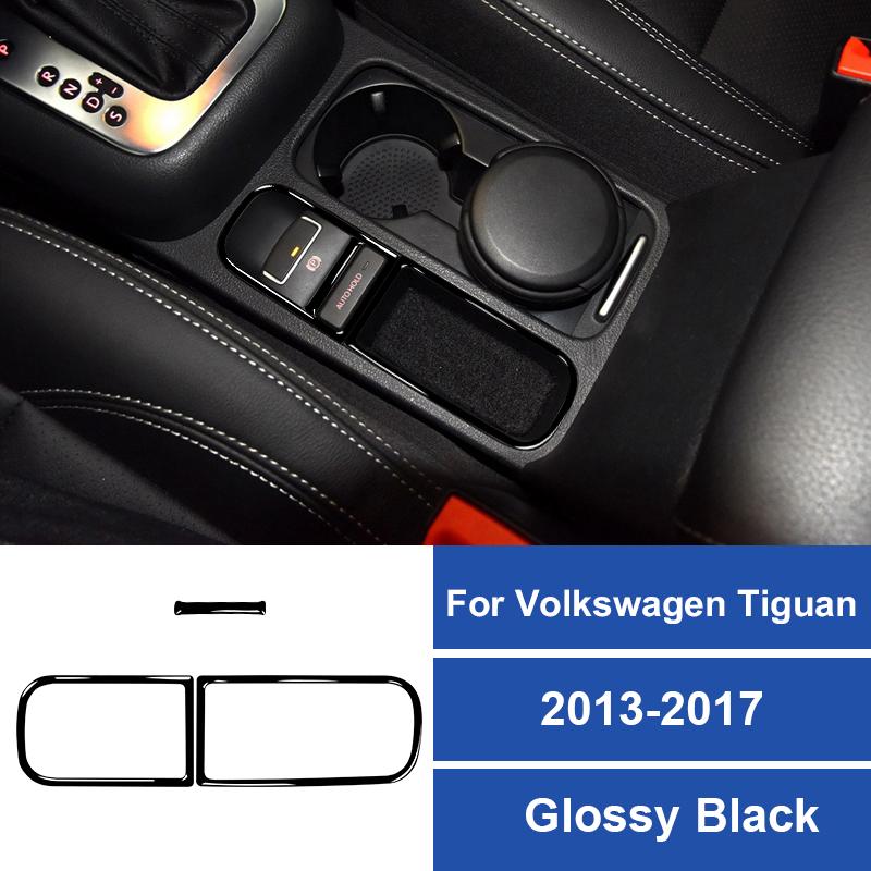 Real Carbon Fiber Car Central Electronic Parking Brake Frame Decoration Sticker For Volkswagen Tiguan 2013-2017 Car Accessories