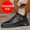 New Men Leather Shoes Breathable Lace Up Casual Shoes Handmade Man Black Dress Shoes Commerce Breathable Height Increasing Shoes