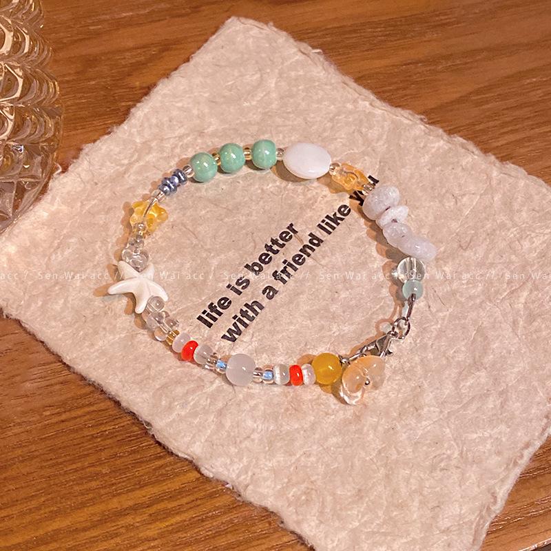 Small fresh dopamine starfish beaded bracelet female sweet bracelet temperament jewelry