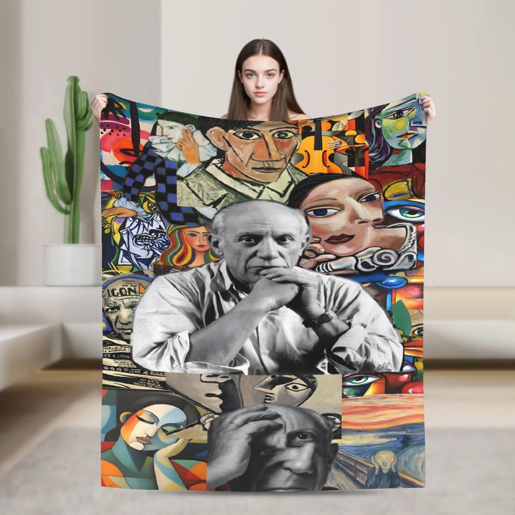 Warme weiche Überwurfdecke Picknick Pablo Picasso Kunstdecke Spanischer Künstler Flanell Tagesdecke für Wohnzimmer Sofabettbezug