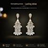 Elegant Long Zircon Inlaid Pagoda Earrings for Women - S925 Silver Needle Fashion Evening Dangles