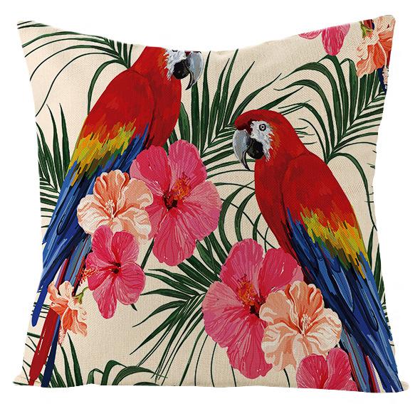 New Outdoor Waterproof Linen Pillow Case Tropical Green Leaf Cushion Cover