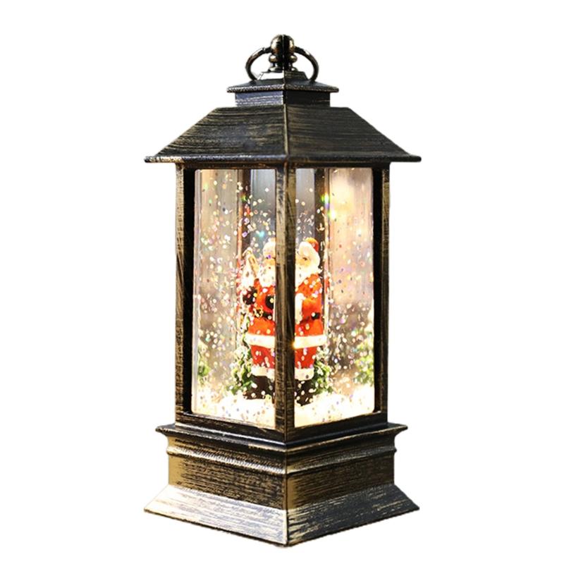 

Рождественский снежный фонарь на батарейках светодиодный светильник с водяным мерцанием Санта-Снеговик подвесной ночник праздничный декор
