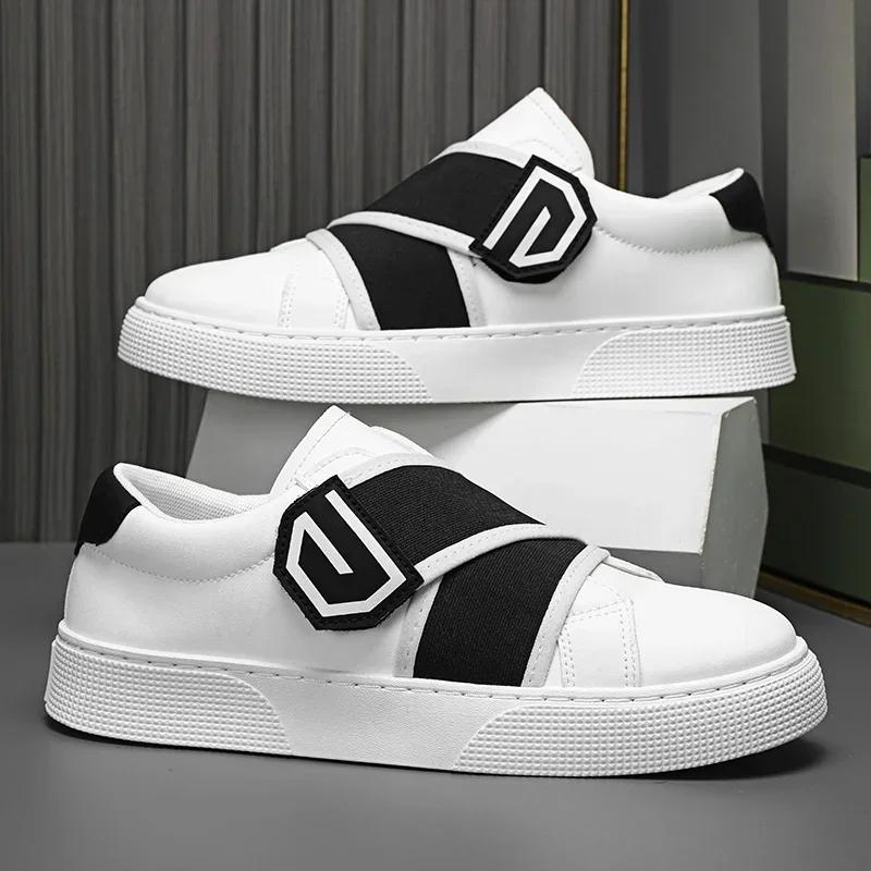 

2025 Новая мужская деловая повседневная обувь Модная нескользящая уличная обувь Удобная износостойкая обувь для ходьбы Кожаная обувь 43 белый