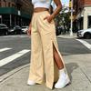 Pantaloni Larghi Casual Colorati da Donna con Bottoni Laterali Pantaloni a Vestibilità Larga per l'Uso Quotidiano
