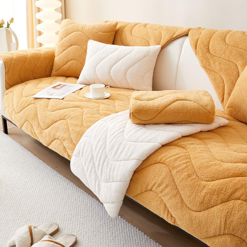 Nordic Quilting Wave Sofa Cover for Living Room Non-Slip Thick Plush Couch Cushion Mat Corner Sofa Cover Sofas Towel Home Decor