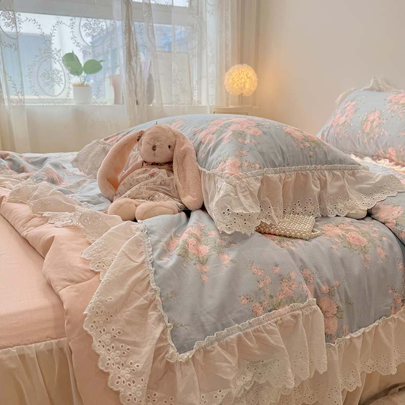 

Summer Quilt 2025 New Washed Cotton Korean Ins Lace Fragmented Series Air Condition Quilt High Quality Summer Blanket set 1pc 150x200cm quilt