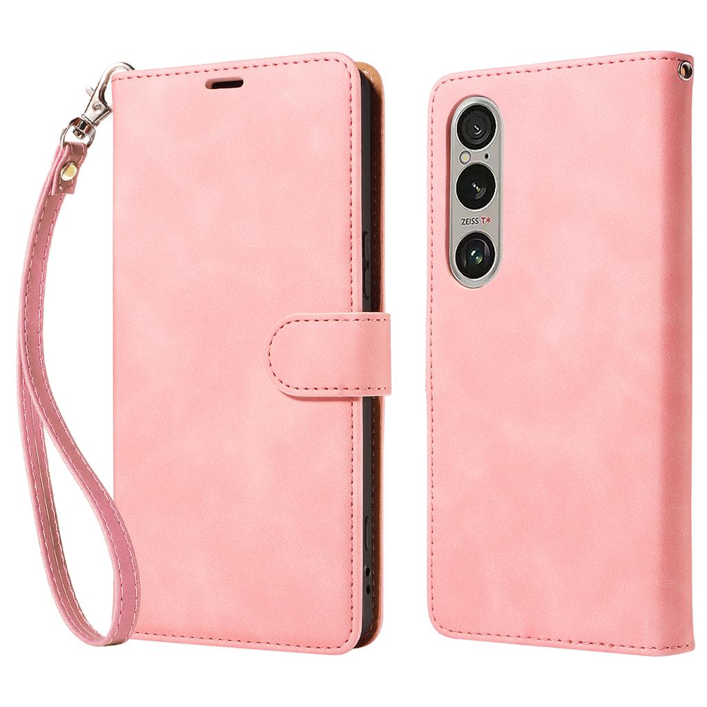 For Sony Xperia 1 VI Case with Thickened Strap RFID Blocking Wallet Stand Leather Flip Phone Cover