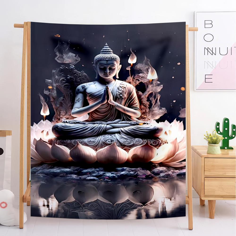 

130x150cm Buddha Sakyamuni Buddhism Faith Religion Soft Plush Blanket,Flannel Blanket Throw Blanket for Living Room Bedroom Bed 75x90cm світло-сірого кольору