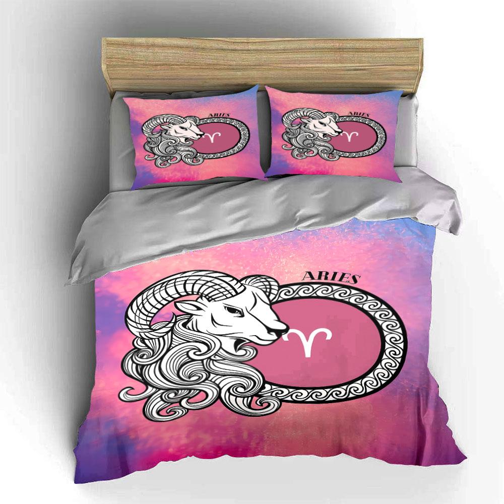 "Aries Zodiac Bedding Set" Bedding Duvet Cover Set Duvet Cover Pillowcases (1 * Duvet Cover 2 * Pillowcases, without duvet insert)