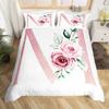 Vintage Flower King Full Queen Duvet Cover Retro Pink Floral Comforter Cover Rose Green Leaves Bedding Set Polyester Quilt Cover