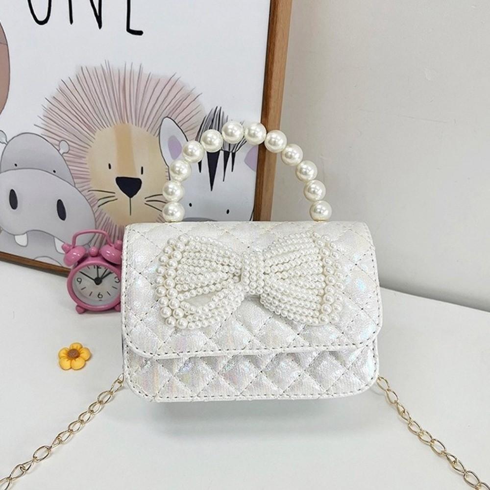 Mini Bow Crossbody Bag Korean Style Children Coin Purse Simple Pearl Handbag  Kids