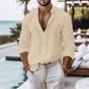Linen Shirt for Men Summer Beach Style Solid Color Single Breasted Breathable Shirts Lightweight Stylish Button Tops