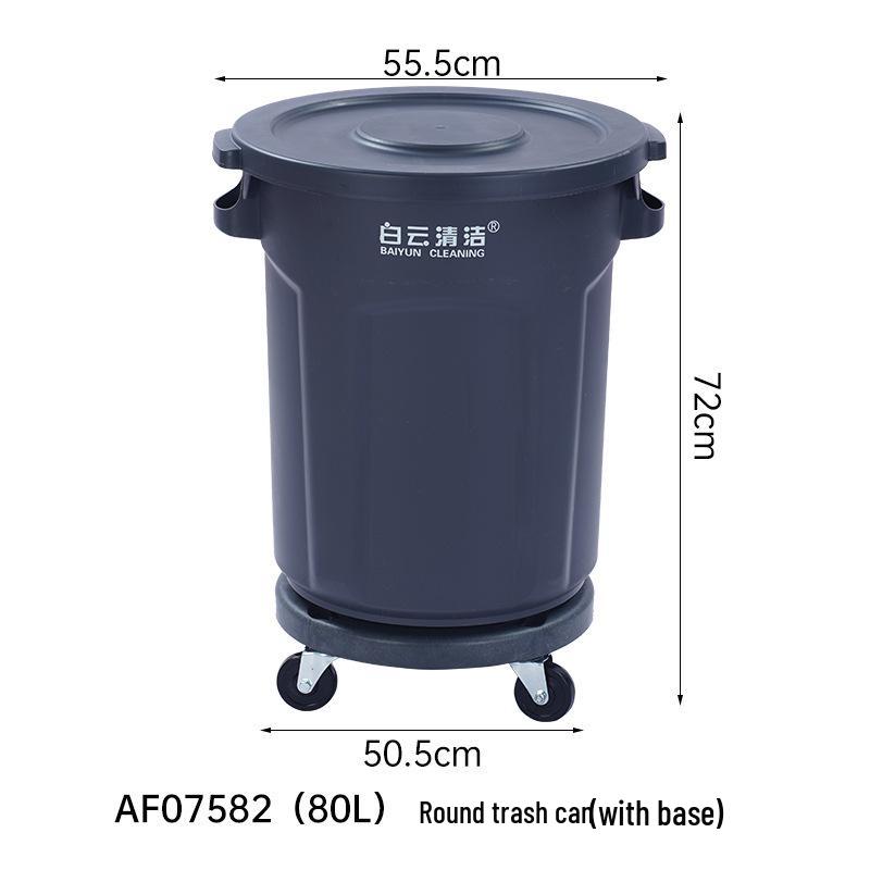 Large Round Wheeled Trash Can with Lid for Outdoor or Kitchen Use